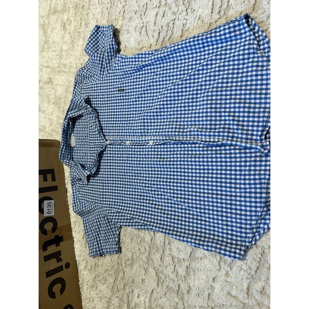 Columbia Shirt Mens Large Blue Plaid Regular Fit Button Up Short Sleeve Outdoor
